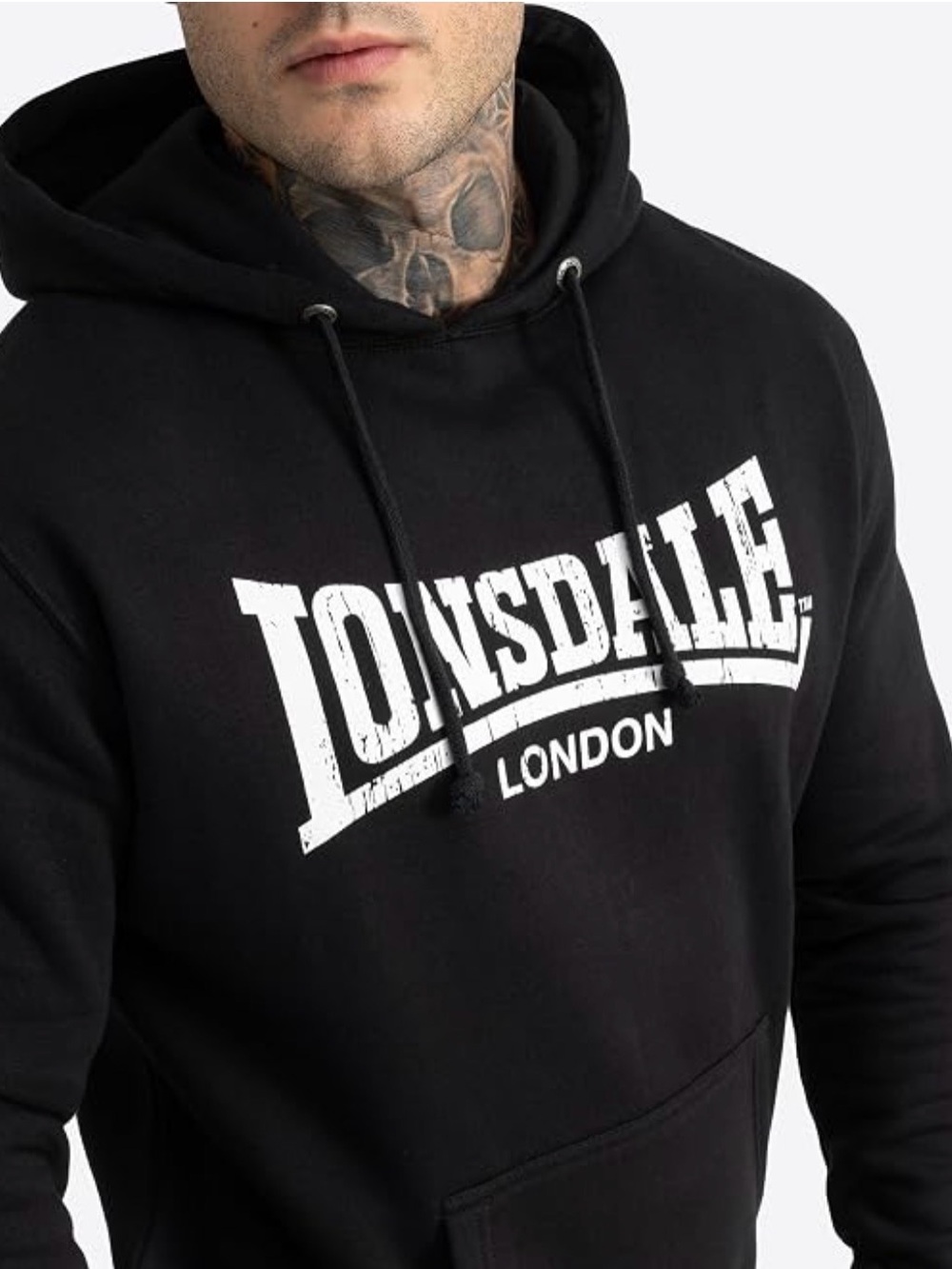 Lonsdale Wolterton London Black Logo Pullover Hoodie Men’s Medium